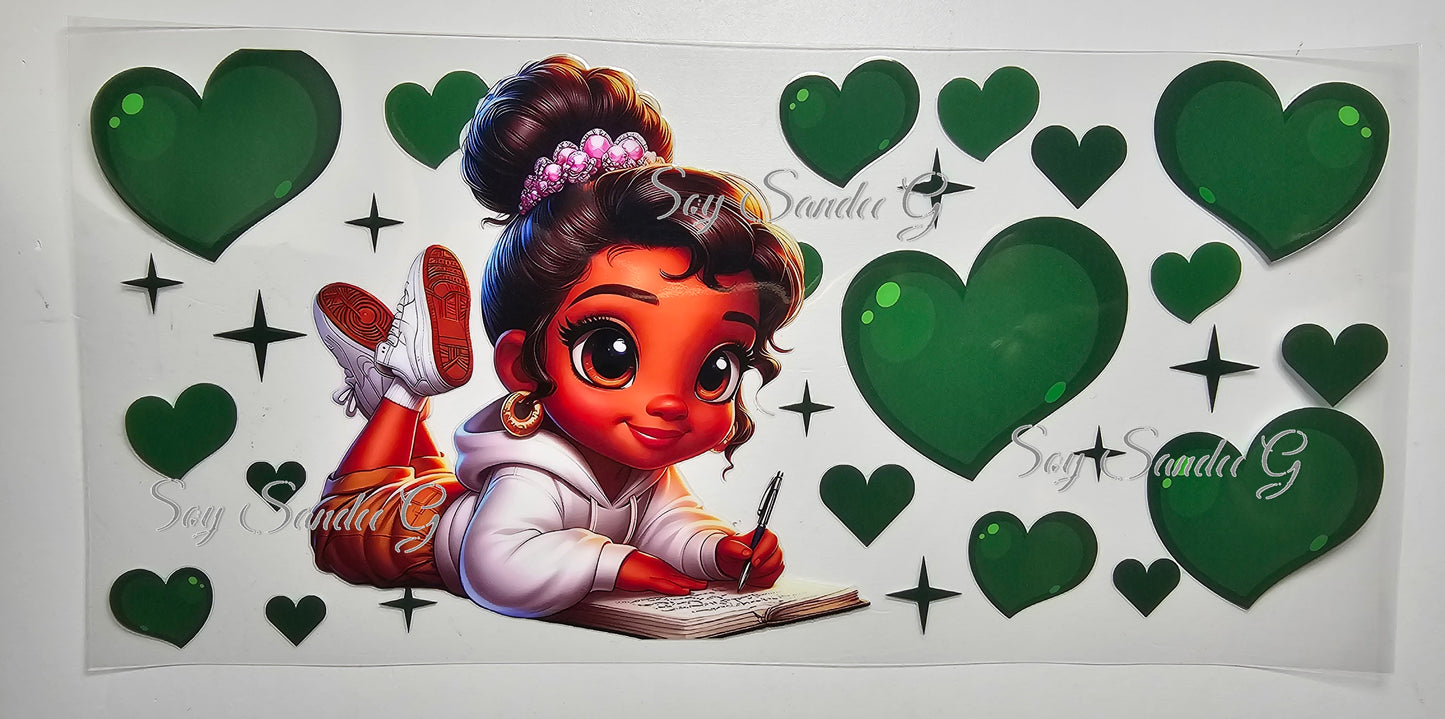 Dark Green Writing Cutie - UVDTF Wrap for cups/hard surfaces sticker