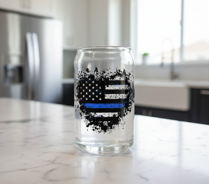 Black/White & Blue USA Heart - UVDTF Decal for cups/hard surfaces sticker