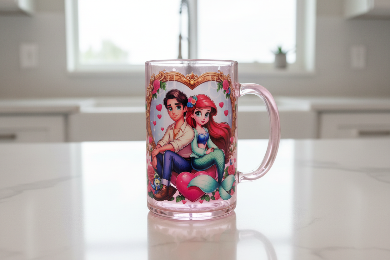 Ariel & her Prince Heart - UVDTF wrap for cups/hard surfaces sticker