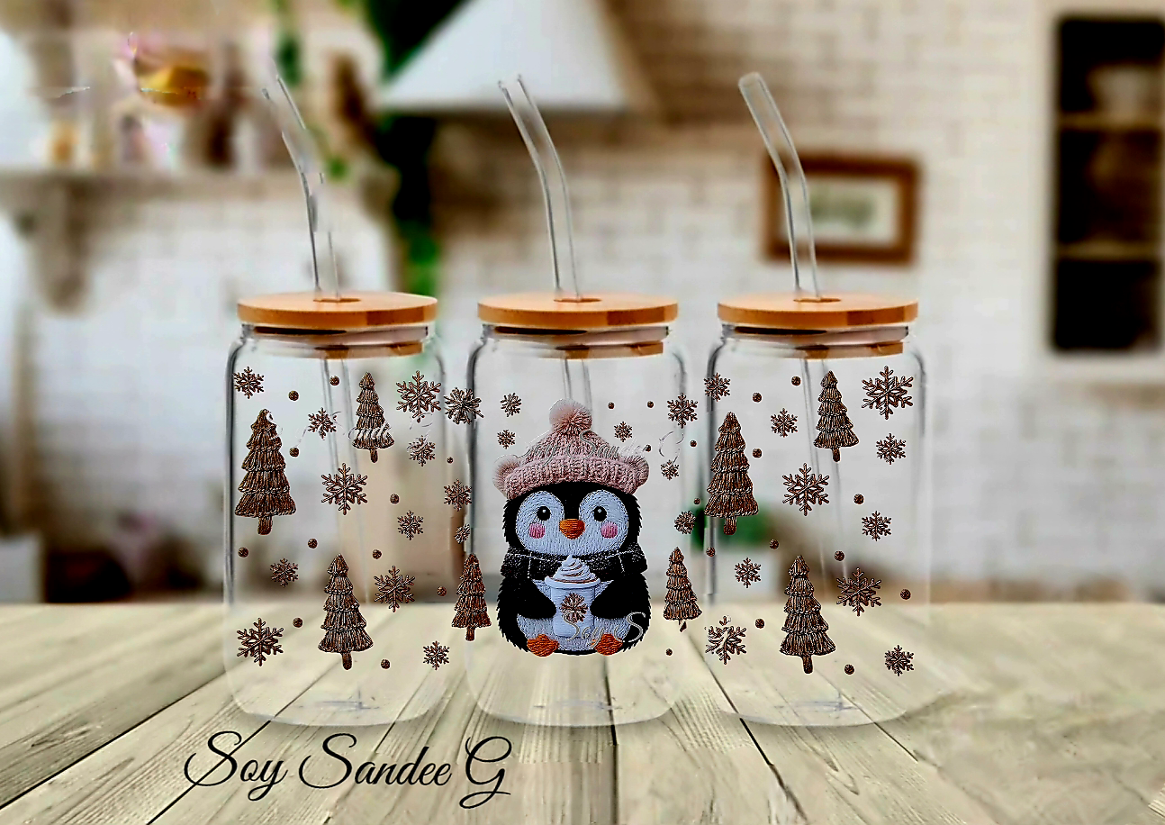 Embroidered Penguin - UVDTF Wrap for cups/hard surfaces sticker