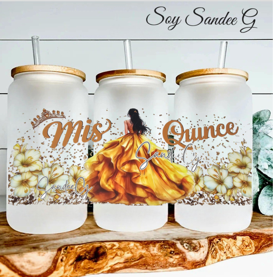 Mis Quince Yellow - UVDTF Wrap for cups/hard surfaces sticker