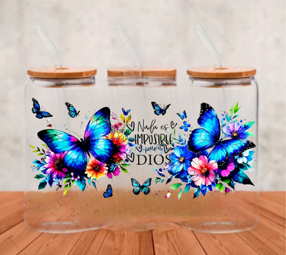 Nada es Imposible Blue Butterflies - UVDTF Wrap for cups/hard surfaces