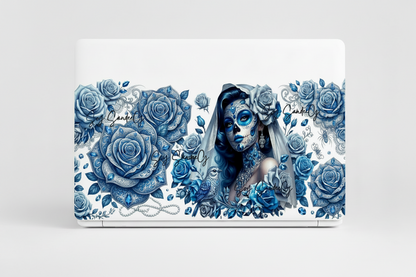 Blue Roses Skully - UVDTF Wrap for cups/hard surfaces sticker