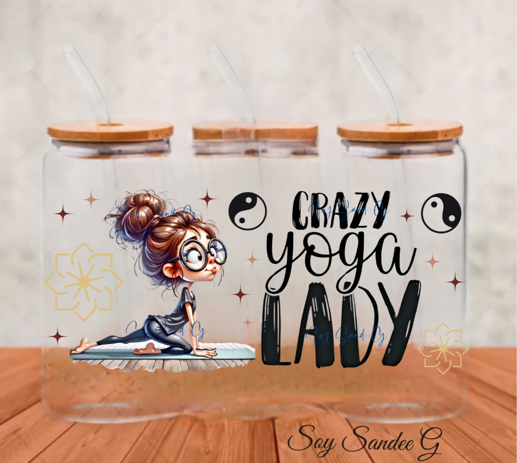 Crazy Yoga Lady - UVDTF Wrap for cups/hard surfaces sticker