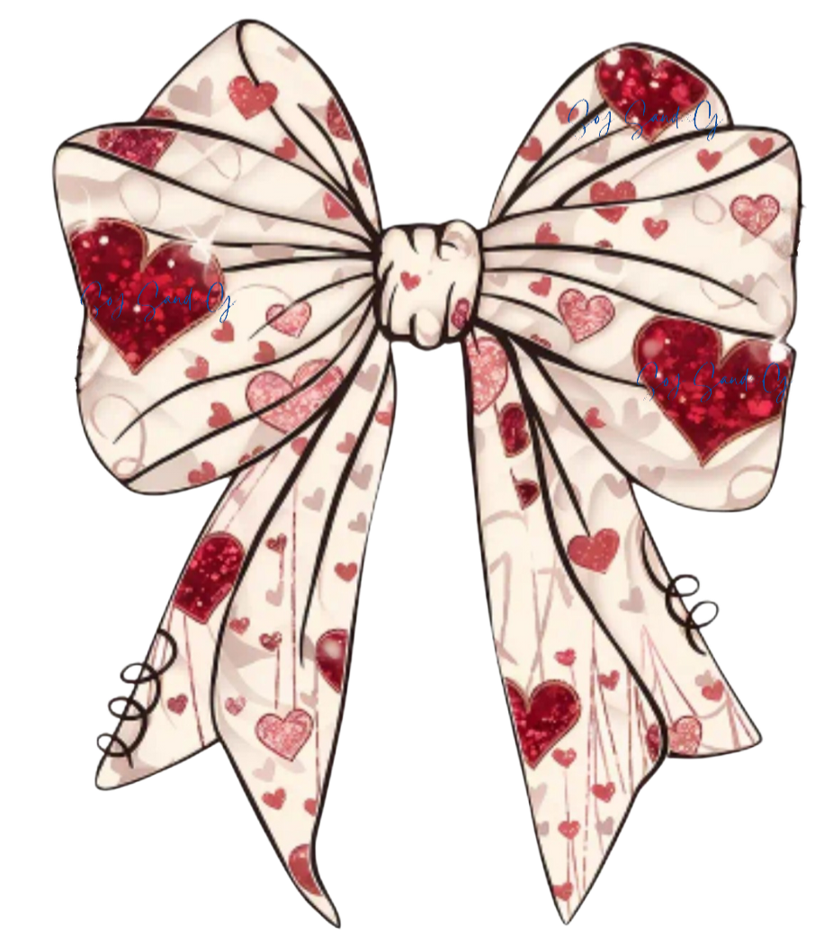 Beige Hearts Coquette Bow - UVDTF Decal for cups/hard surfaces