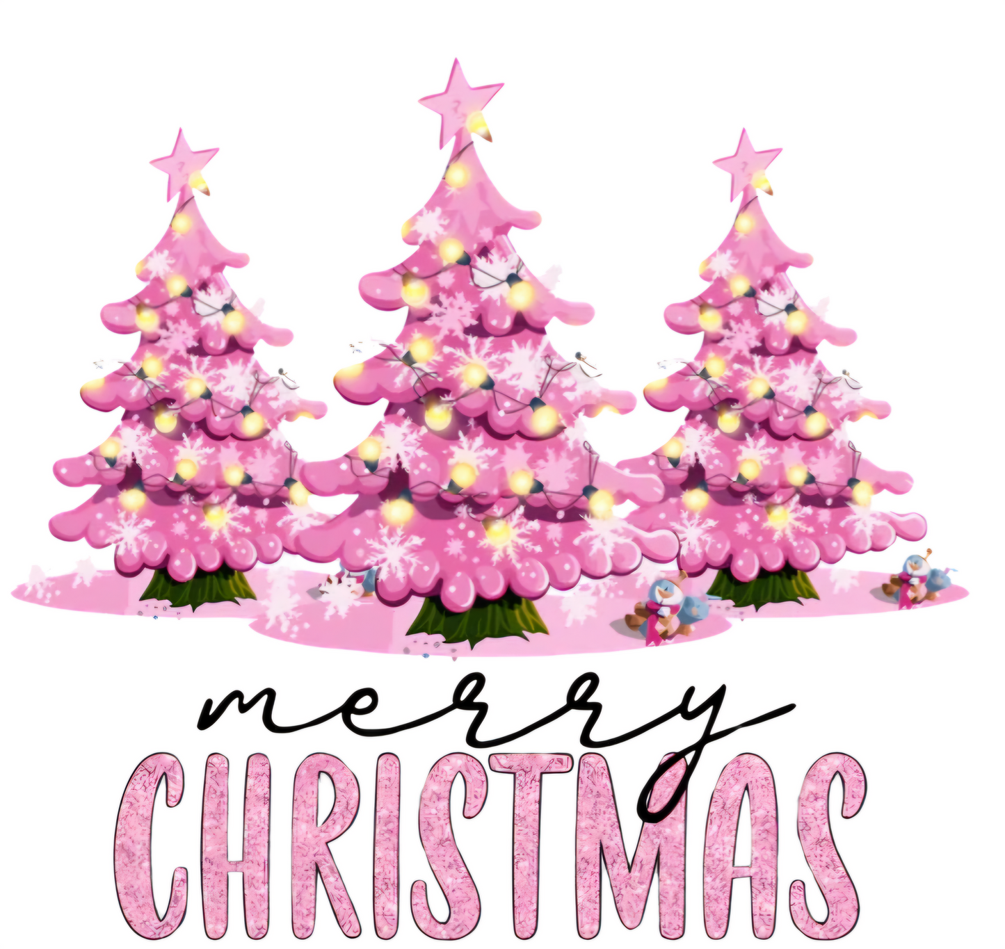 Pink Merry Christmas Trees - UVDTF Decal