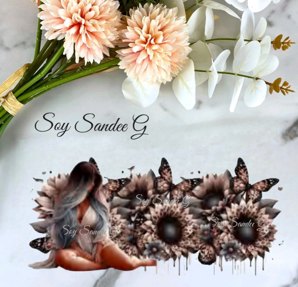 Black & Beige Sunflowers Diva - UVDTF Wrap for cups/hard surfaces sticker