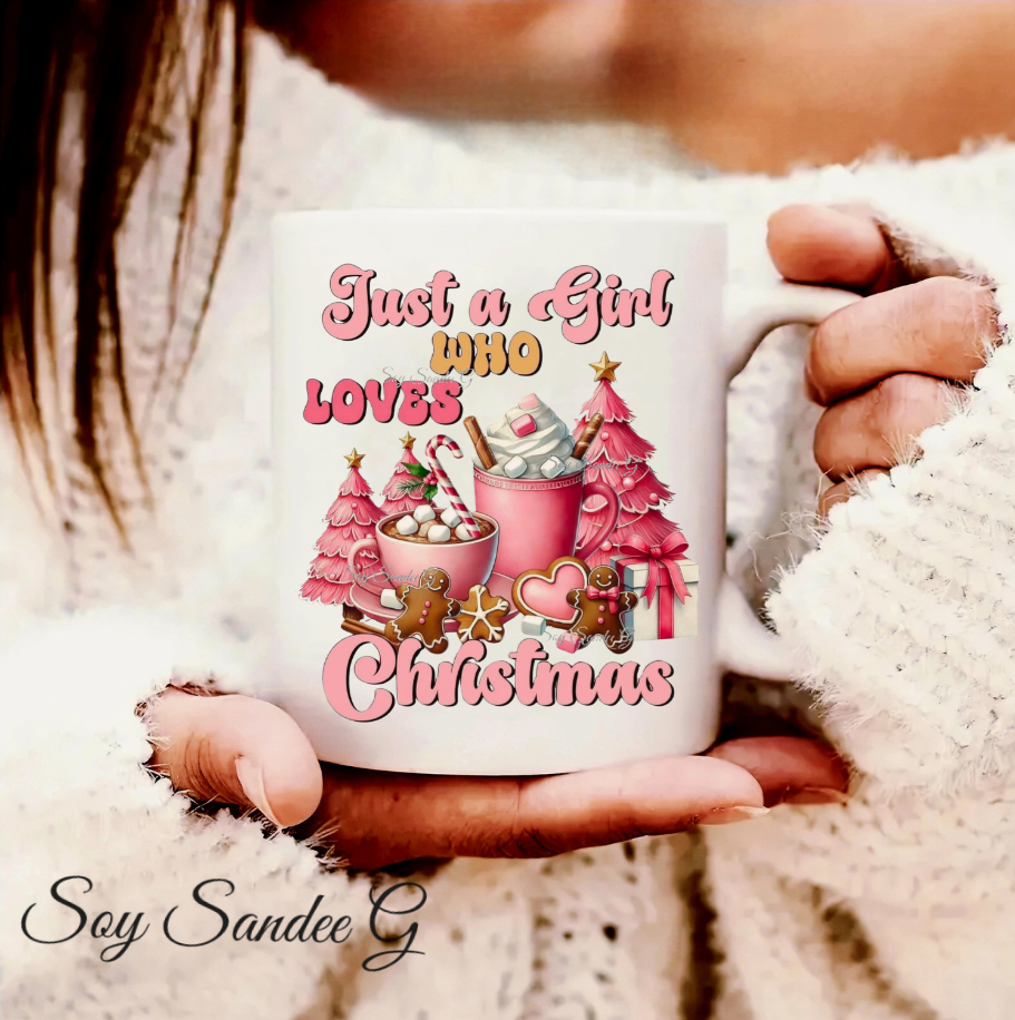 Just a Girl who Loves Xmas (Pink)- UVDTF Decal for cups/hard surfaces sticker