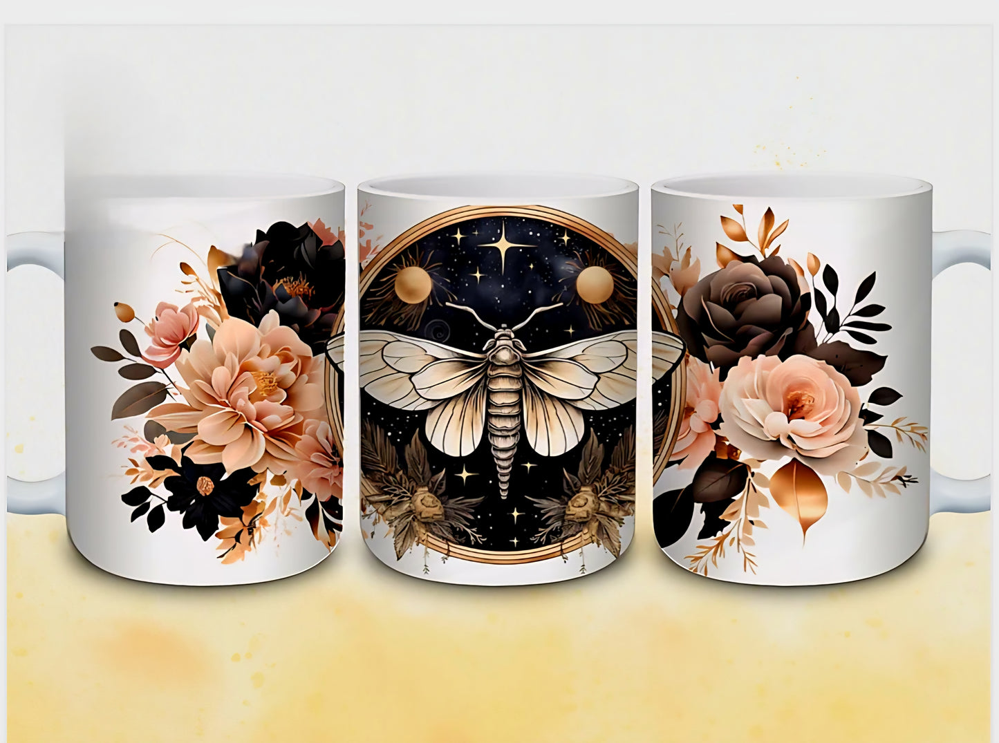 Envoltura UVDTF de polillas y flores rosas