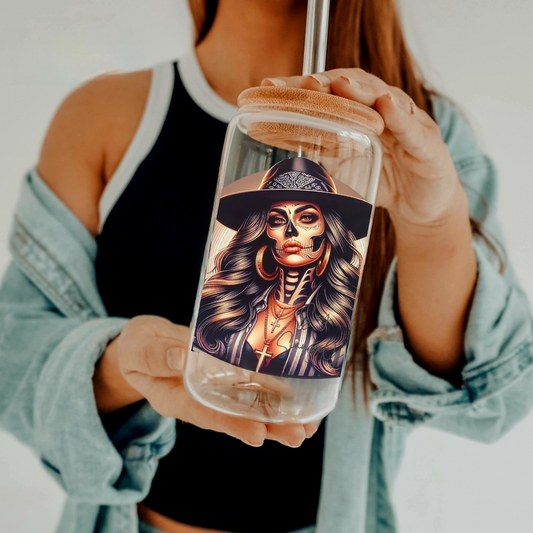 Sexy Skully with her Hat - UVDTF Decal for cups/hard surfaces sticker