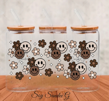 Brown Smiley Faces - UVDTF wrap for cups/hard surfaces sticker