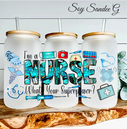 Envoltura UVDTF de enfermera azul