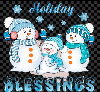 Holiday Blessings Snowmen - UVDTF Decal for cups/hard surfaces sticker