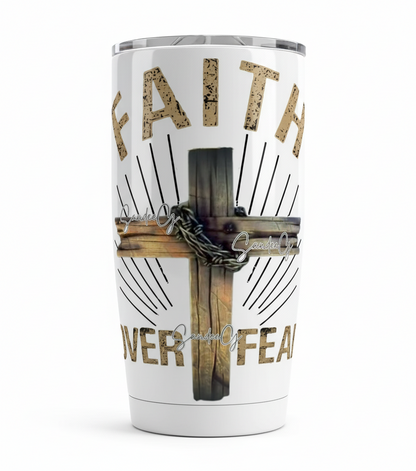 Faith Over Fear Wood Cross - UVDTF Decal for cups/hard surfaces sticker