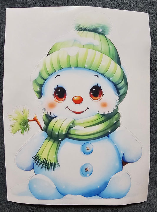 Green Hat Snowman - Vinyl Decal