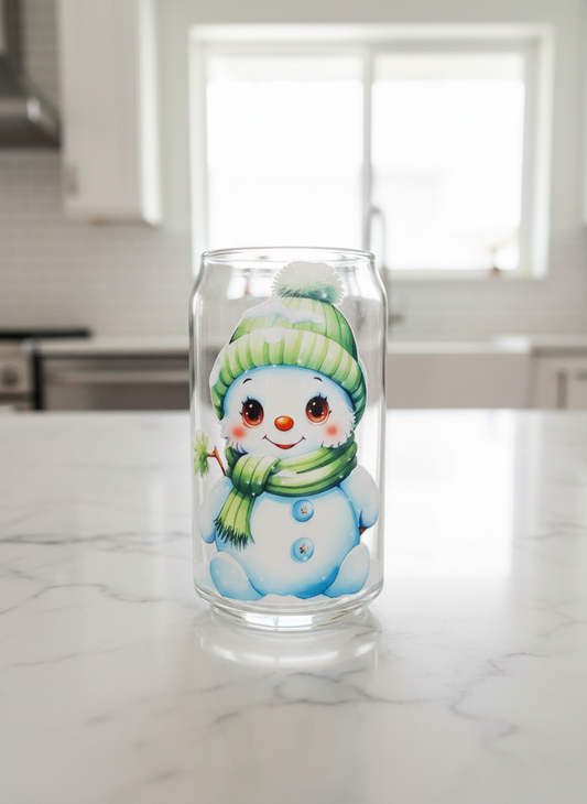 Green Hat Snowman - Vinyl Decal