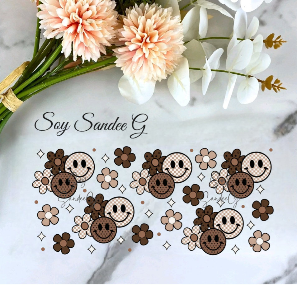 Brown Smiley Faces - UVDTF wrap for cups/hard surfaces sticker