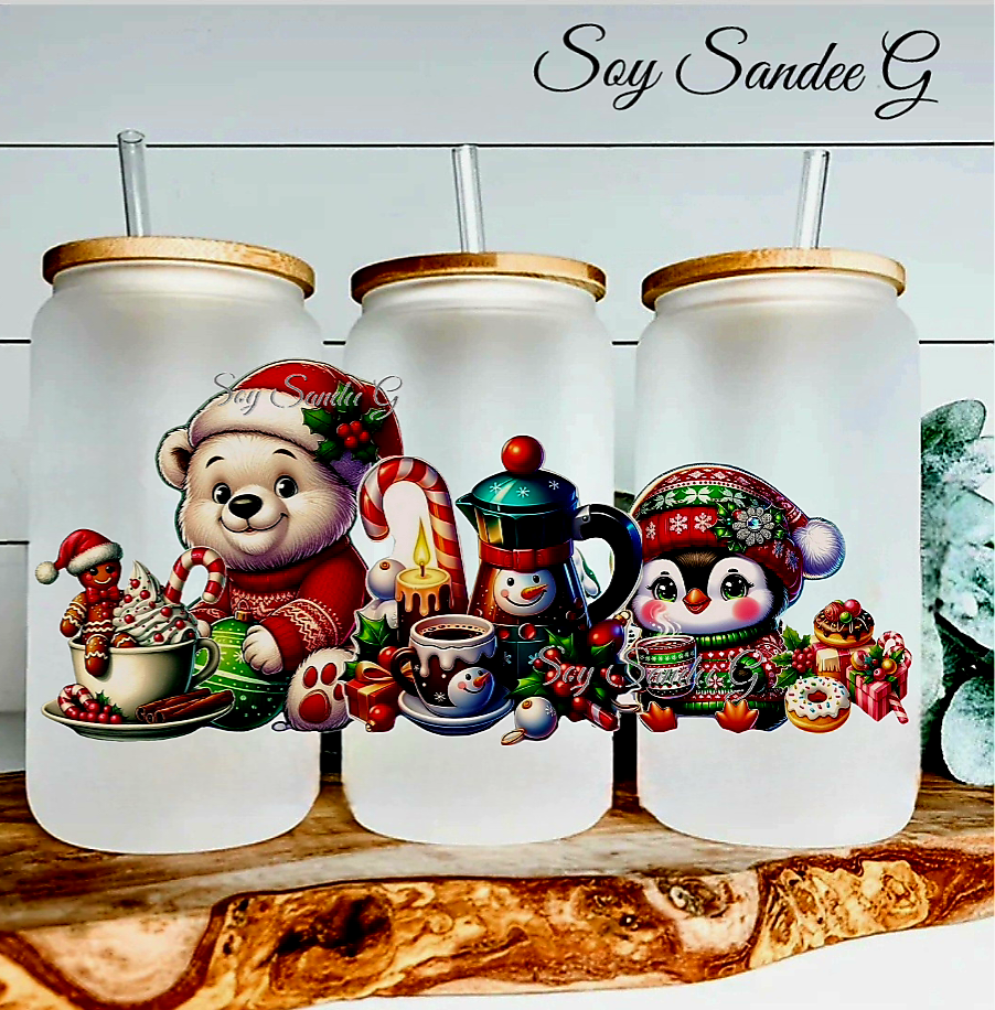 Polar Bear &  Penguin - UVDTF Wrap for cups/hard surfaces sticker