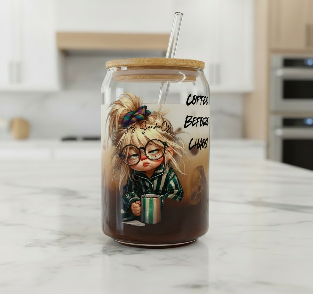 Coffee Before Chaos - UVDTF Wrap for cups/hard surfaces sticker