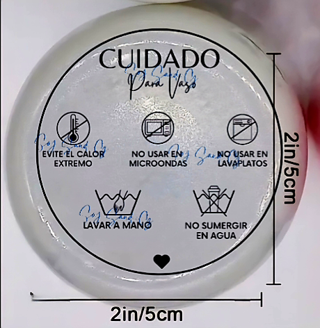 Cuidado para Vasos (Cup Care) - UVDTF Decal with cup instructions sticker