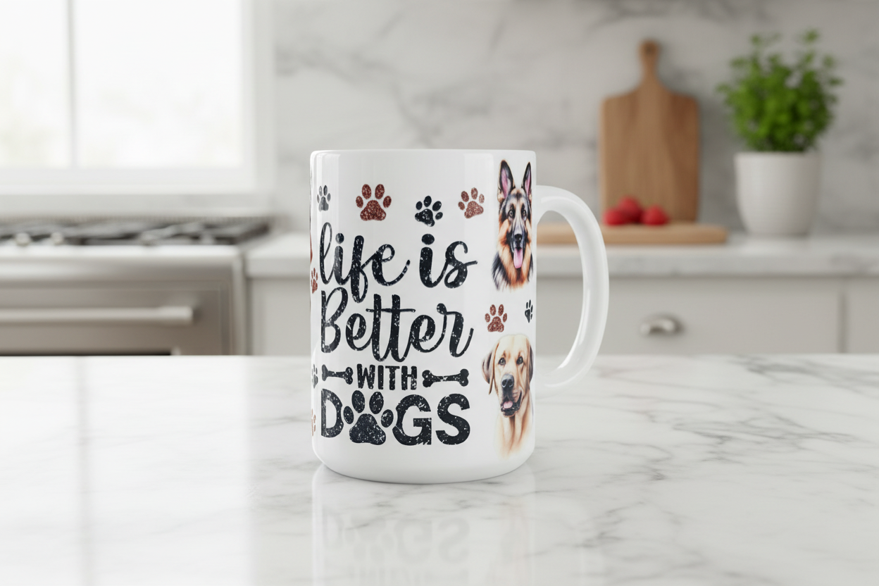 Life is Better with Dogs #5 - UVDTF Wrap for cups/hard surfaces sticker