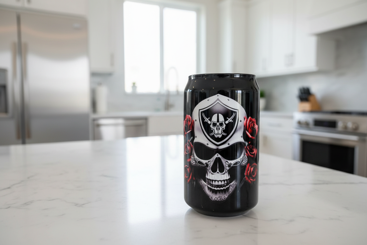 Black with Red Roses Skull - UVDTF Decal for cups/hard surfaces sticker