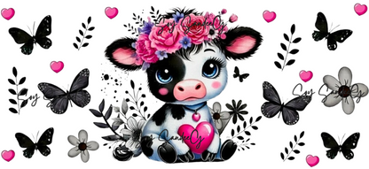 Flowered Tiara Cow - UVDTF Wrap for cups/hard surfaces sticker