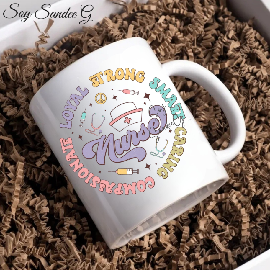 Nurse Adjectives Circle - UVDTF Decal for cups/hard surfaces sticker.