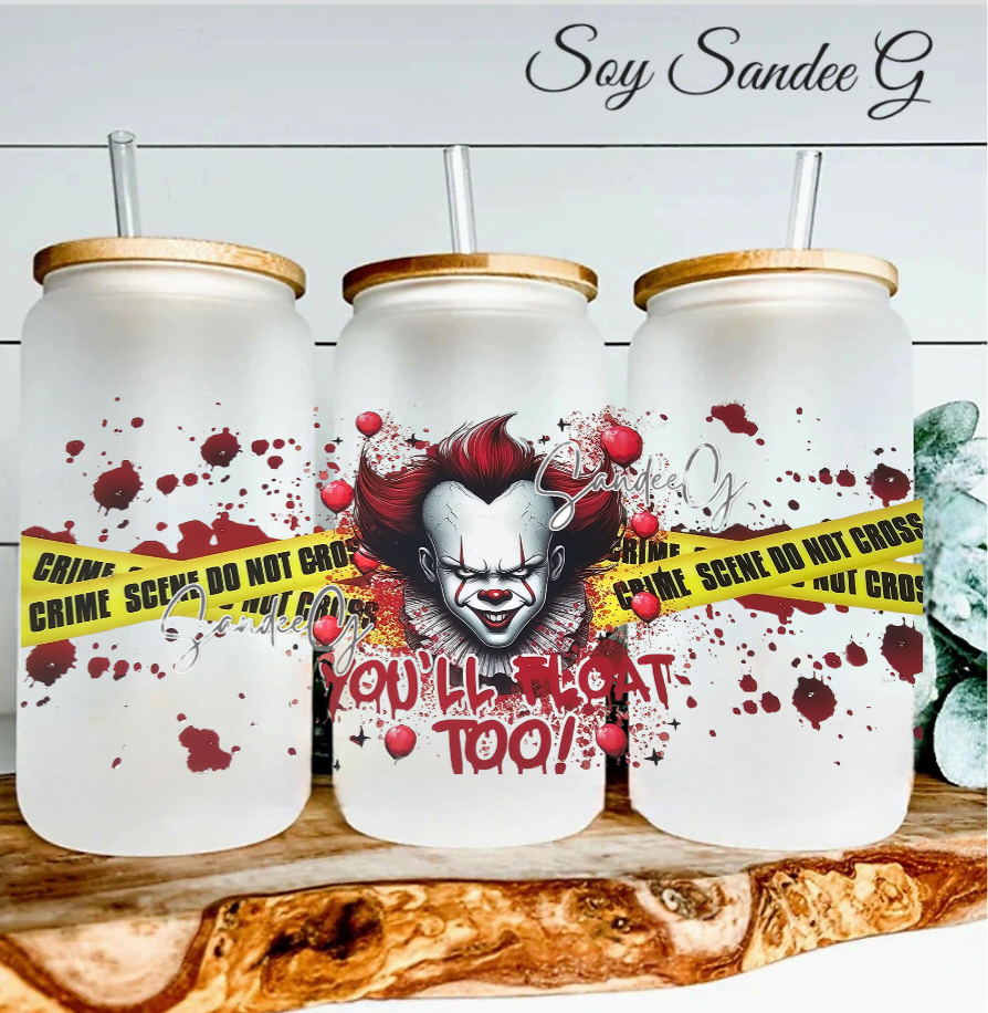 You'll Float Too True Crime - UVDTF Wrap for cups/hard surfaces sticker