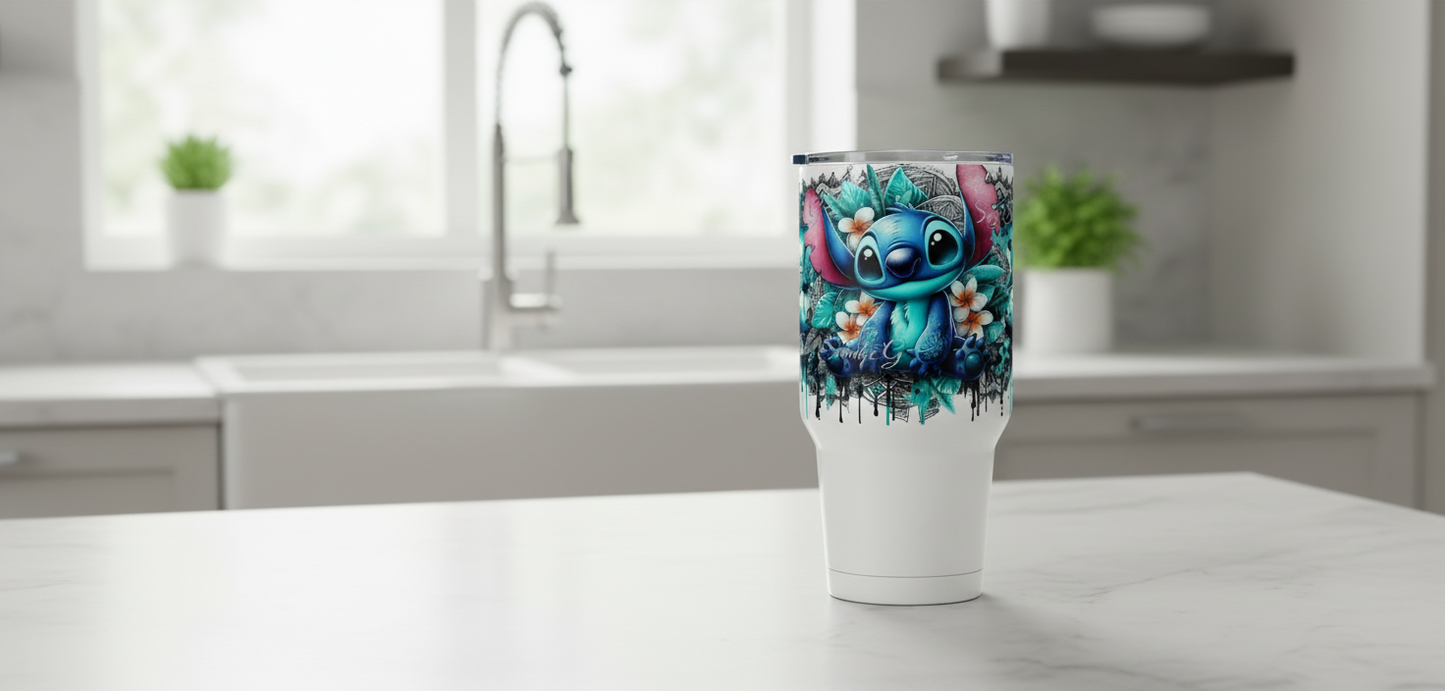 Teal Hibiscus Stitch - UVDTF Wrap for cups/hard surfaces sticker