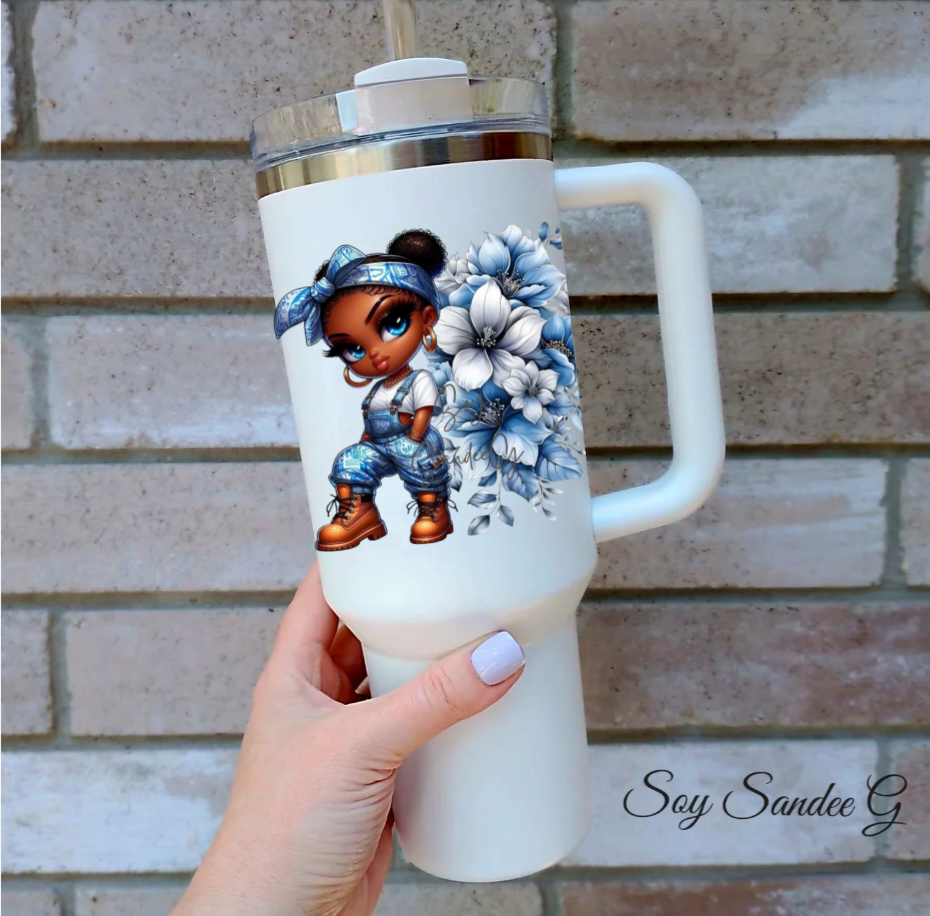 Blue Overalls Cutie - UVDTF Decal for cups/hard surfaces sticker