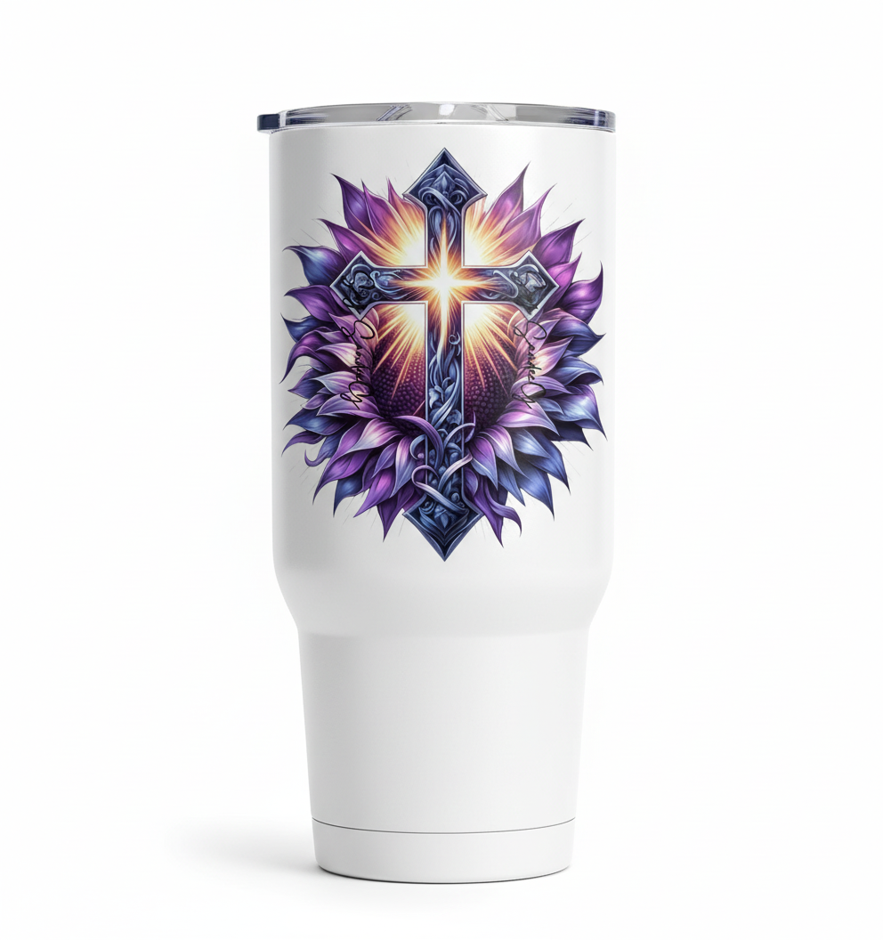 Purple Cross Sunflower - UVDTF Decal for cups/hard surfaces sticker
