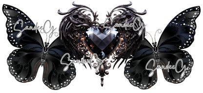 Black Gothic Butterfly - UVDTF Wrap for cups/hard surfaces sticker