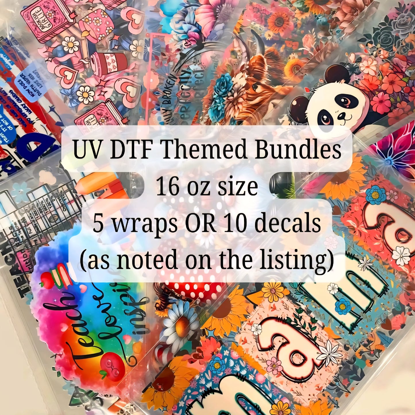 Bundle Pack of UVDTF wrap or decals for cups/hard surfaces sticker
