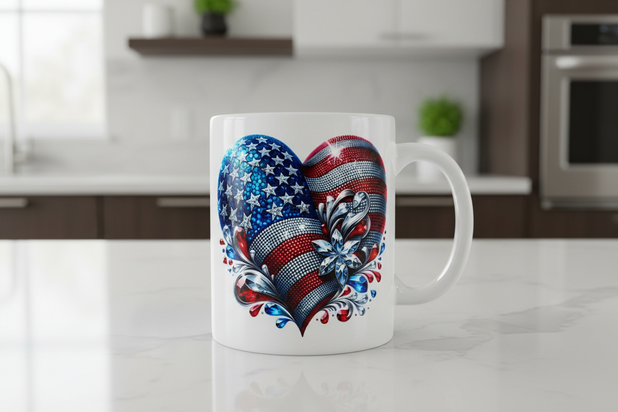 USA Heart - UVDTF Decal for cups/hard surfaces sticker