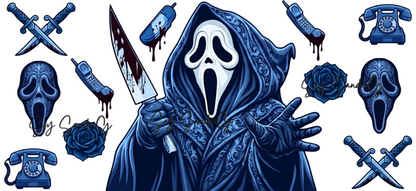 Blue Ghostface - UVDTF Wrap for cups/hard surfaces sticker