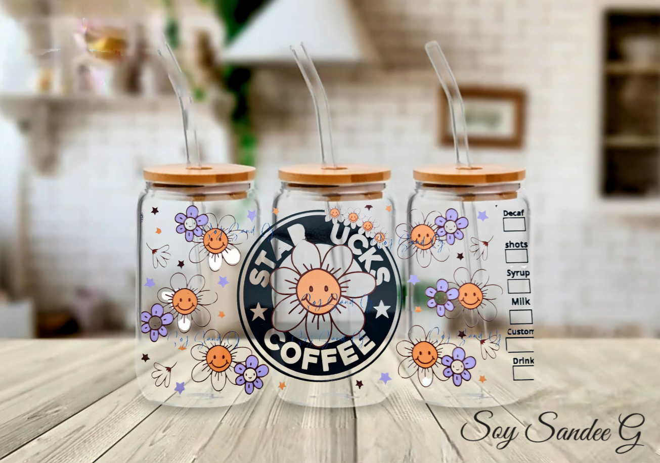 Starbucks Daisy Flower - UVDTF Wrap for cups/hard surfaces