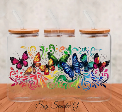 Envoltura UVDTF con mariposas de color azul oscuro