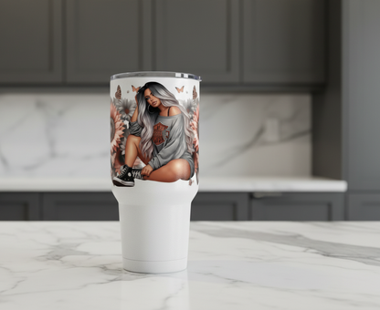 Brown Butterflies & Sunflowers Motorcycle Diva - UVDTF Wrap for cups/hard surfaces sticker