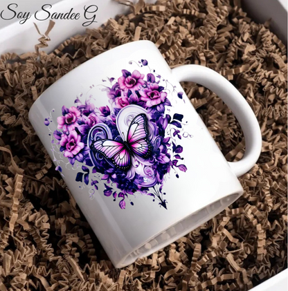 Pink Rose Heart Butterfly - UVDTF Decal for cups/hard surfaces sticker