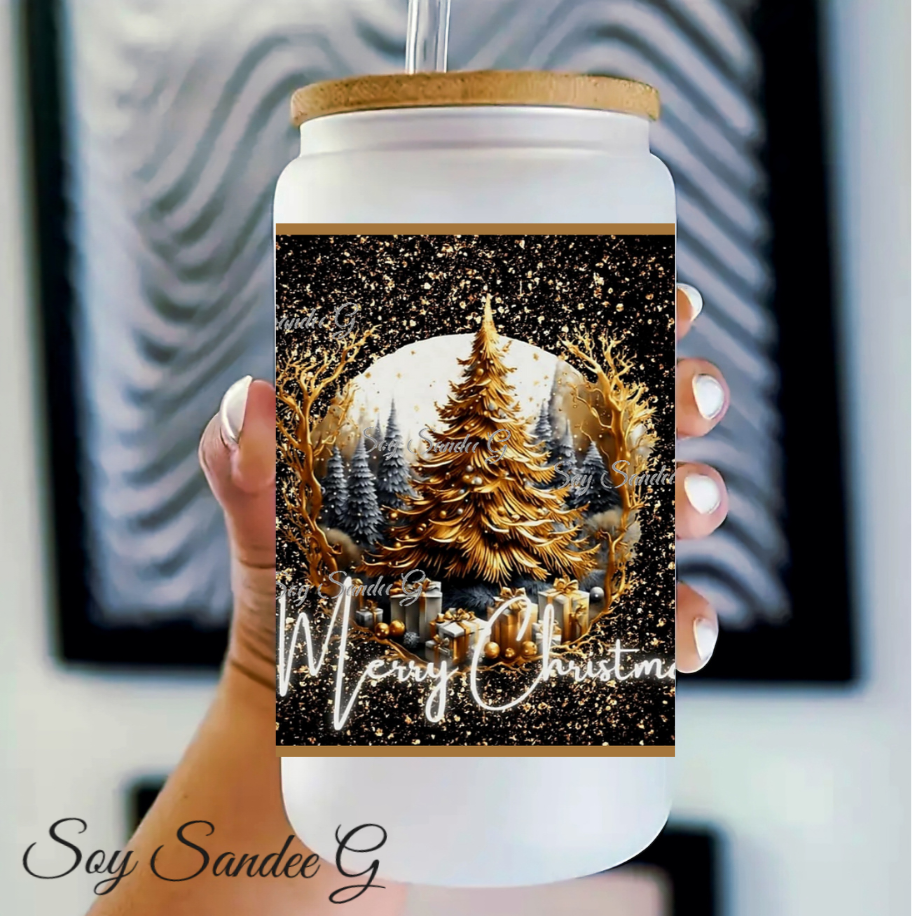 Golden Merry Christmas - UVDTF Decal for cups/hard surfaces sticker