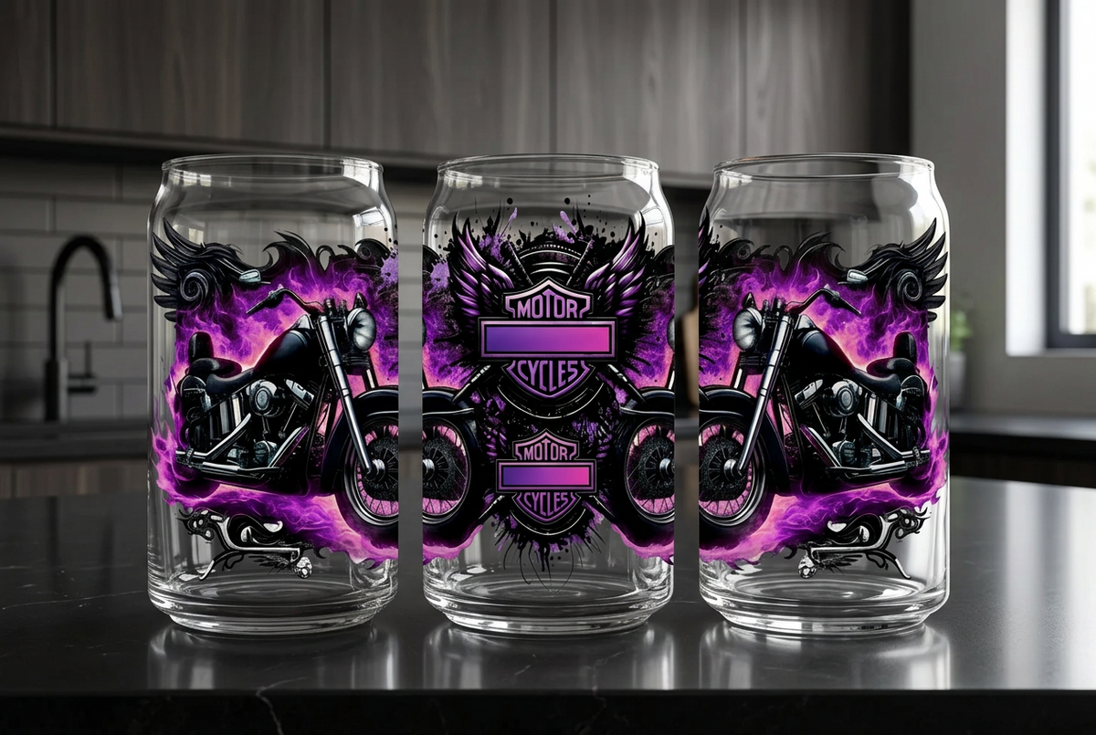 Purple Motorcycles - UVDTF Wrap for cups/hard surfaces sticker