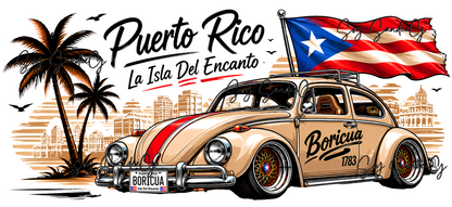 Puerto Rico Car - UVDTF Wrap for cups/hard surfaces sticker