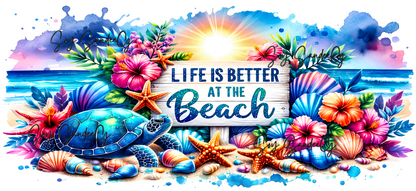 Life is Better at the Beach Turtle - UVDTF Wrap for cups/hard surfaces sticker