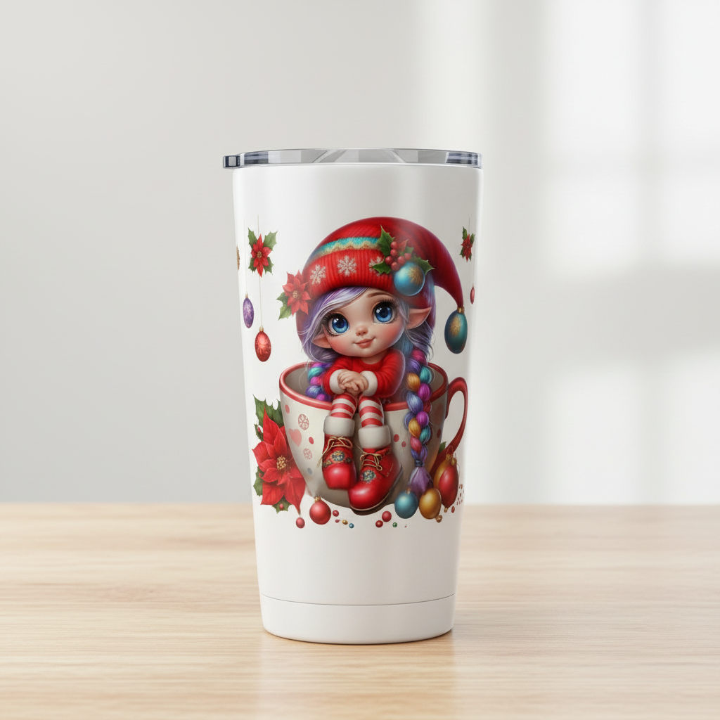 Elf in a Christmas Mug #4 - UVDTF Decal for cups/hard surfaces sticker