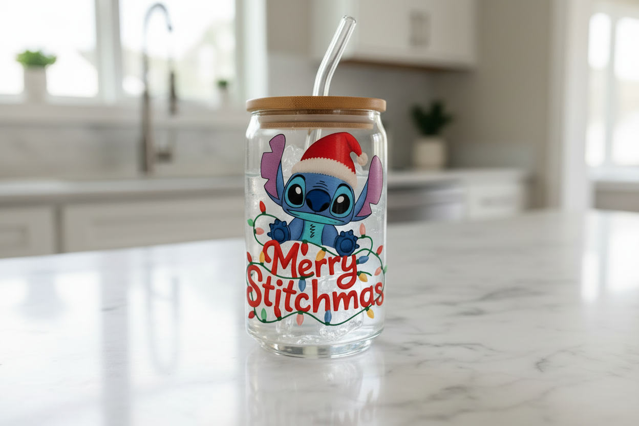Embroidered Stitch Merry Christmas - UVDTF Decal for cups/hard surfaces sticker
