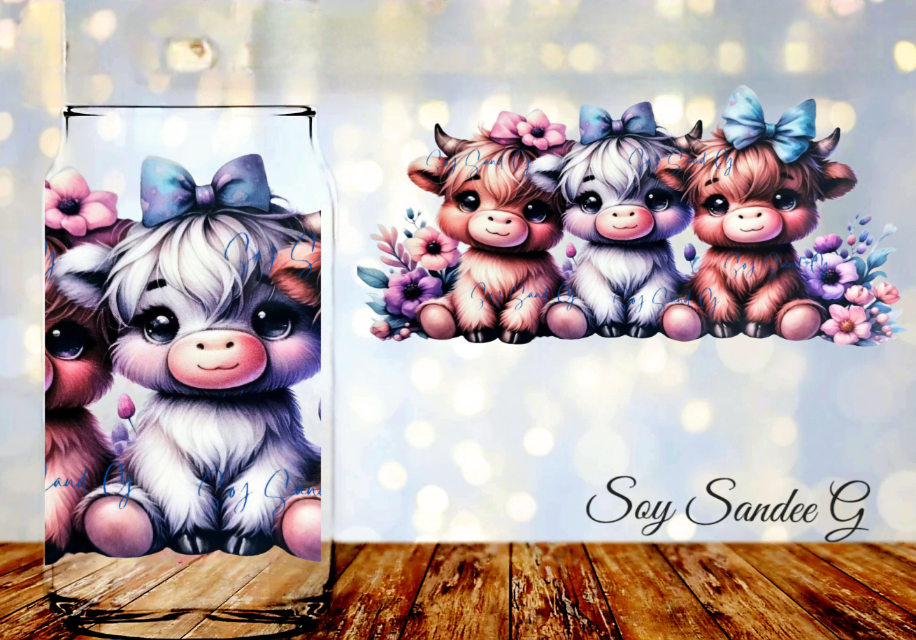 3 Adorable Cows - UVDTF Wrap for cups/hard surfaces sticker