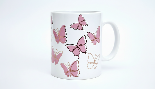 Envoltura UVDTF con mariposas en oro rosa