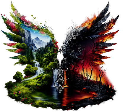 Water & Fire Wings - UVDTF Decal for cups/hard surfaces sticker