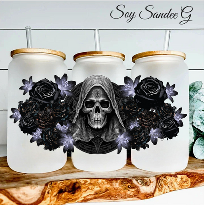 Gothic Skull &amp; Black Roses - UVDTF Wrap for cups/hard surfaces sticker